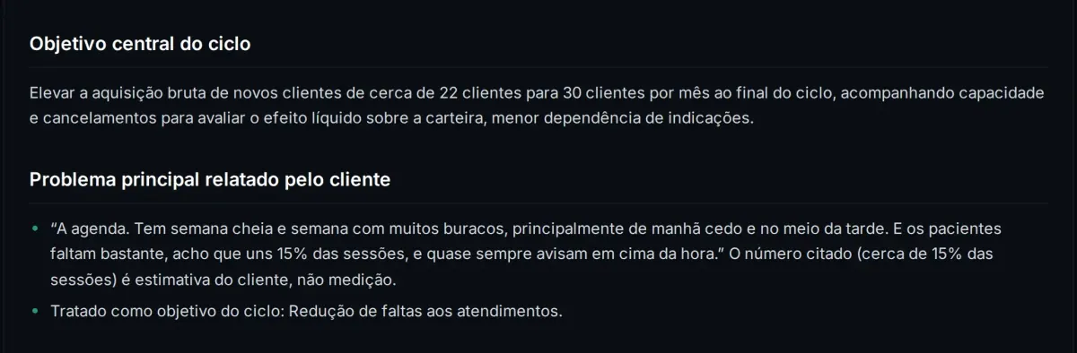Objetivos do Plano Previsível com o objetivo central e os objetivos ligados a indicadores